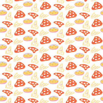 Vibrant Colorfull Italian Style of Potato Chips Seamless Pattern for Summer Holiday