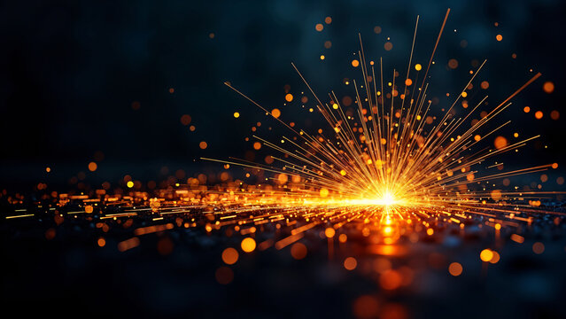 The brilliant sparks of welding metal blades, the bursts of firework petards, and the trails of comets. The vivid, sparking light of an electric circular saw, a flying asteroid set against a black