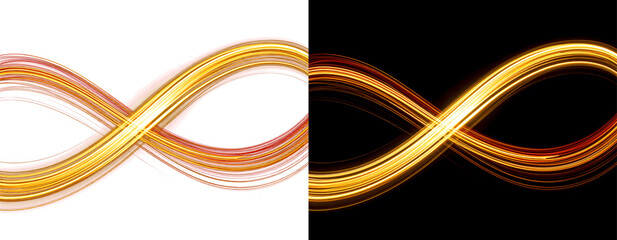 Golden infinity symbol with light trails. © Adam