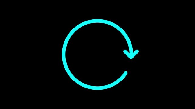 Animated white circular arrow icon representing refresh, reload, cycle function. circular loading arrow animation. circular arrows rotating in a continuous loop.rotating arrow circle.
