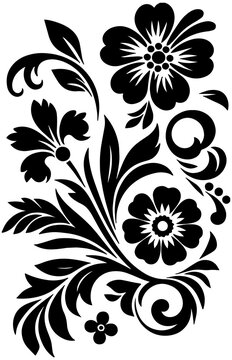 flower, floral, pattern, vector, leaf, decoration, design, ornament, illustration, art, element, nature, decor, black, plant, vintage, seamless, swirl, curl, silhouette, wallpaper, flowers, tattoo, sc