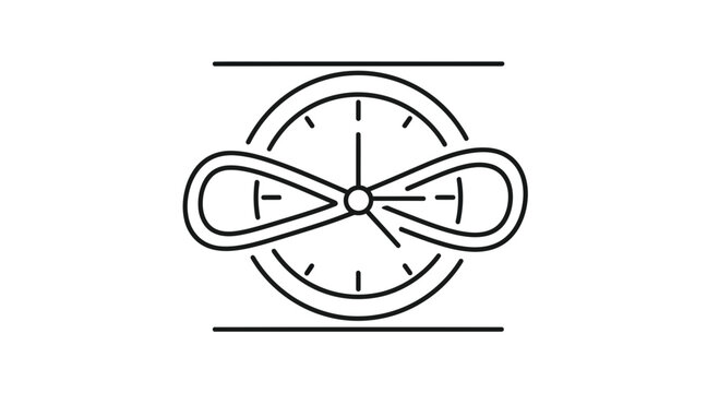 Infinity Symbol Clock Icon, Time Loop Concept, Endless Time, Eternity, Infinite Loop, Time Management