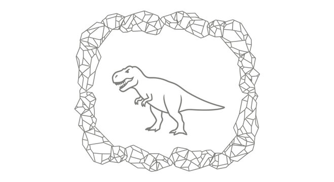 Dinosaur Outline Inside Geometric Frame, Vector Illustration