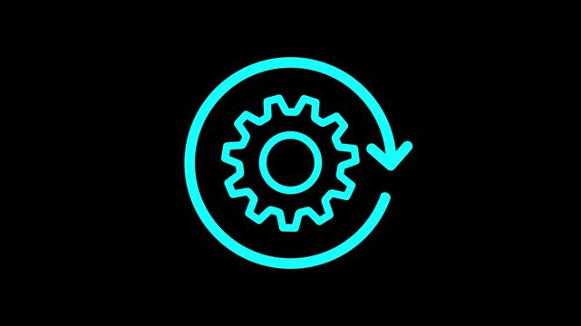 Rotating Gear Icon with Circular Arrows. circle arrow with cogwheel icon animation video. Gear process. renewal sync processing icons video. Circle arrow refresh animation.