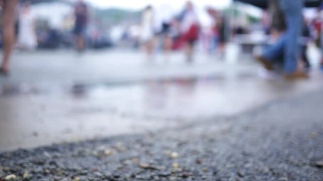 Crime Documentary Filler Shot - Blurry People in Outdoor Community Festival 3.