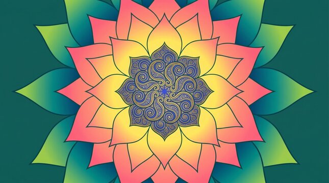 Abstract mandala lotus flower pattern with gradient colors abstract gradient colorful spiritual