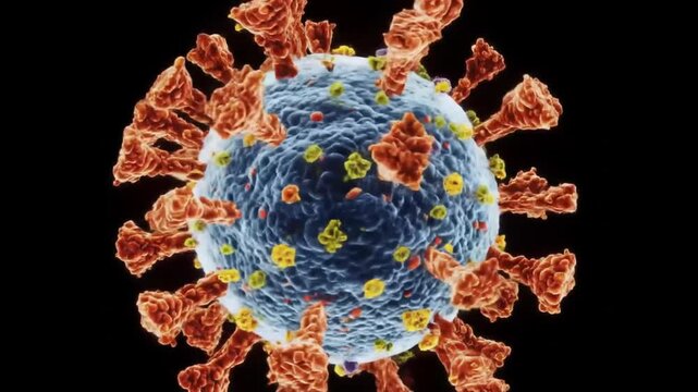 A detailed microscopic view of a spherical biological pathogen structure