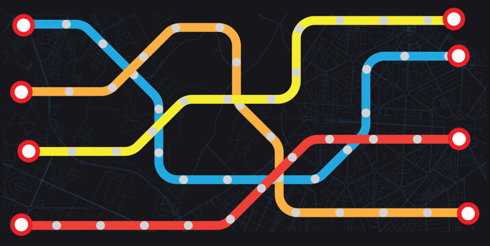 Metro Line or Subway colorful map design.