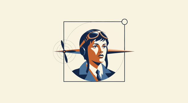 Vintage Pilot Portrait with Airplane Propeller and Goggles