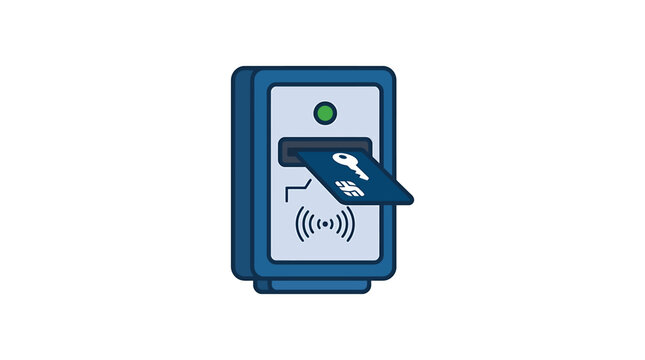 Card reader with card inserted for payment or access