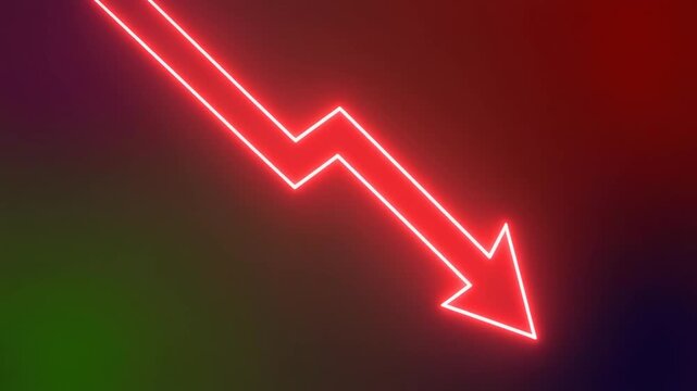 Glowing Red Downward Arrow on Gradient Background