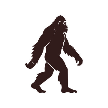 Bigfoot sasquatch silhouette walking in profile