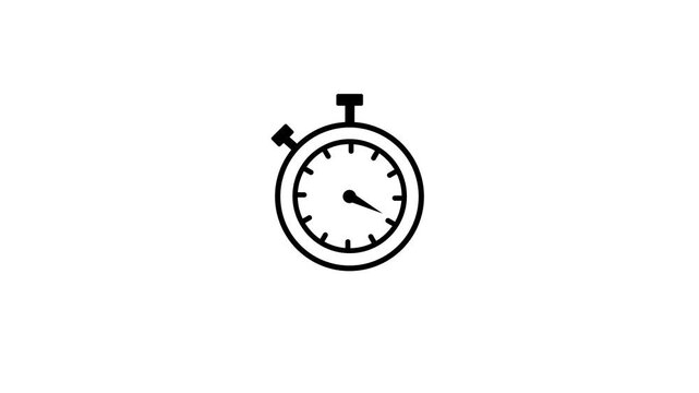 Stopwatch animation icon moving arrow black background. Animation of stopwatch. Stopwatch icon.