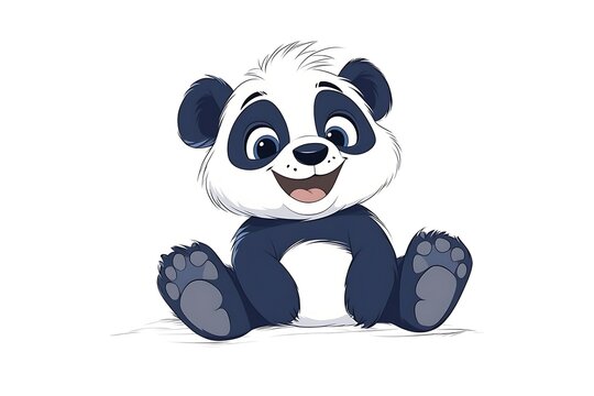 Happy cartoon panda sitting