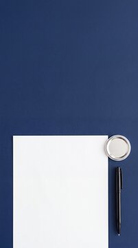 Top view of election voting ballot paper mockup with pen and pin button