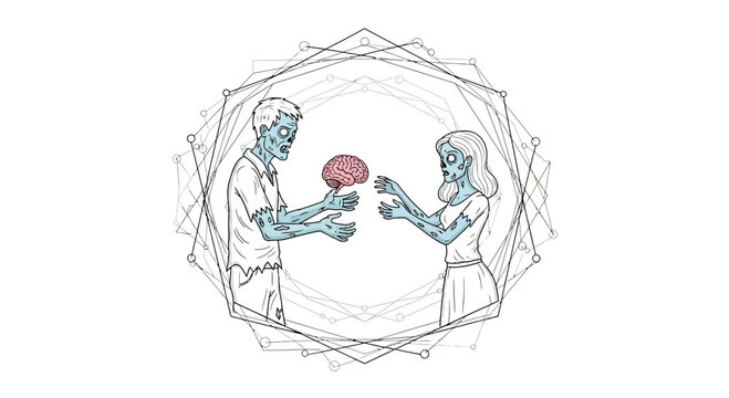 Zombie Couple Exchanging Brains in Geometric Frame