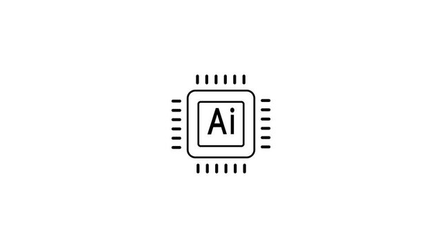 AI processing pixel art animation on a white background, retro 8 bit CPU chip icon By Ditzy