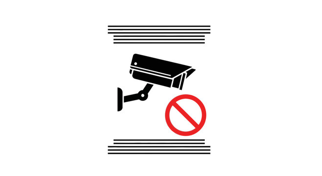 No Surveillance Camera Icon, Security Camera Banned Symbol, Privacy Protection Concept