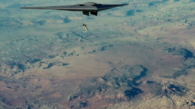 American stealth fighter jet aircraft flying on war combat mission in 4K Ultra HD footage
