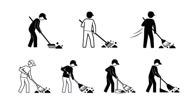 People are raking leaves in the yard with various gardening tools and techniques.