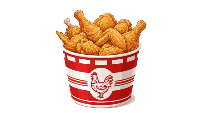 Fast Food Fried Chicken Bucket Vector Illustration Isolated Clean Background