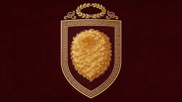 Golden lion mane in ornate shield