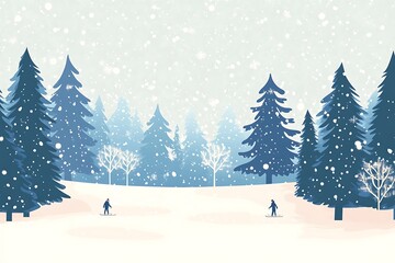 Obraz premium Winter wonderland skiers in snowy forest
