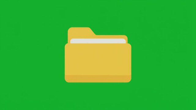 Animated 2d Folder Icon Opening and Closing on Green Screen