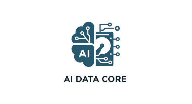 An abstract illustration of artificial intelligence and data storage on a white background