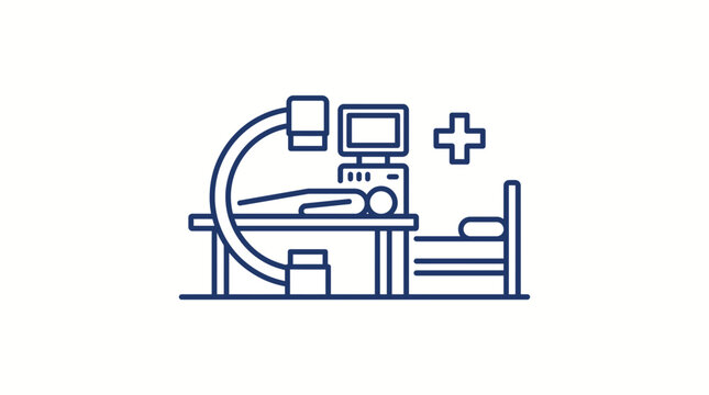 DEXA Bone Density Scan Machine in Hospital - Line Icon Vector Design