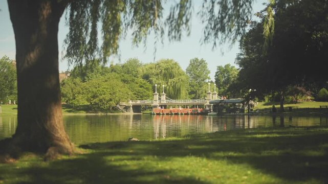 Park in downtown Boston in the morning.