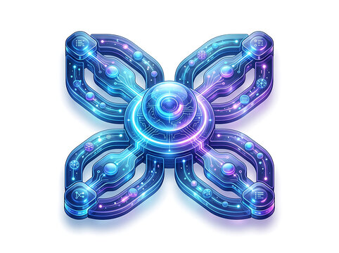 Glowing blue purple spiral workflow diagram