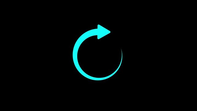 Arrow circle rotation icon in a cartoon animation. Loading repeat decorative element concept. Cursor direction and recycle navigation sign. Alpha channel. Seamless ..