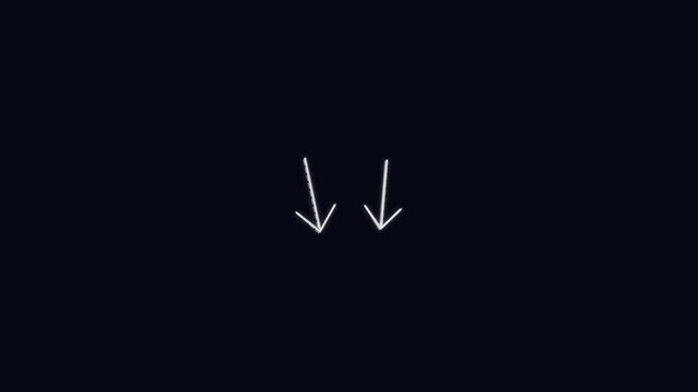 pointing doodle arrows pointing down on black background animation