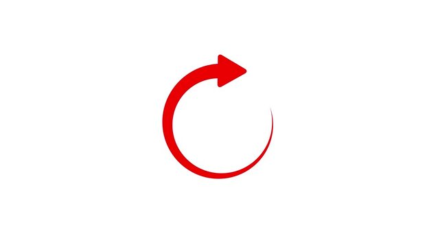 Arrow circle rotation icon in a cartoon animation. Loading repeat decorative element concept. Cursor direction and recycle navigation sign. Alpha channel. Seamless ..