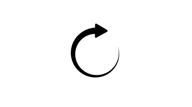 Arrow circle rotation icon in a cartoon animation. Loading repeat decorative element concept. Cursor direction and recycle navigation sign. Alpha channel. Seamless ..