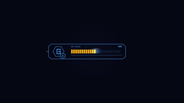 Sci Fi HUD progress bar with orange exp status graphic