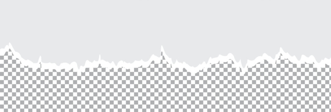  elongated torn paper fragments isolated stuck on white squared background. Vector illustration