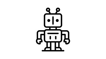 Naklejka premium A minimalist line art illustration of a simple robot character