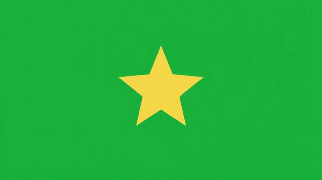 Yellow Star Icon Pulsating on a Green Background