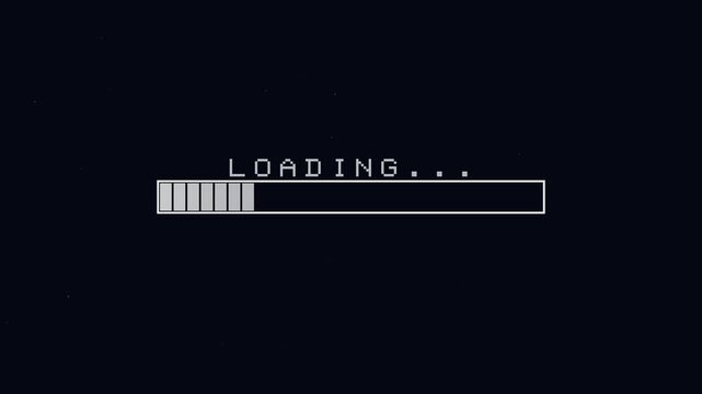 8 bit loading progress bar on dark background