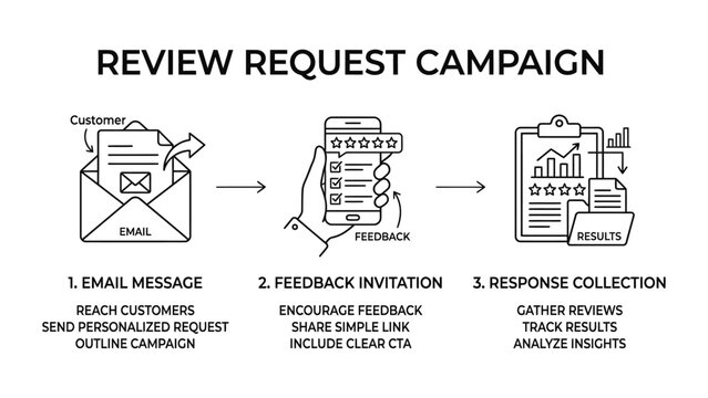 Review request campaign process flowchart.