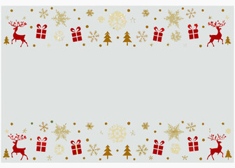Christmas border featuring reindeer gifts and trees vector illustration © vim