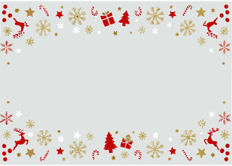 Christmas border featuring reindeer snowflakes and gifts vector illustration © vim