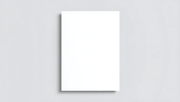 Isolated blank vertical A4 paper sheet mockup on neutral gray background, clean document template for business presentation or branding display