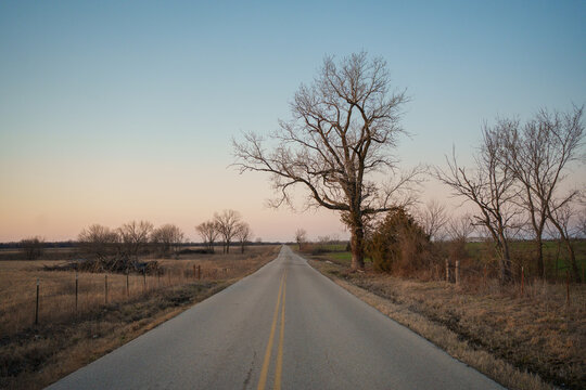 A country road in winter near Commerce, Oklahoma
