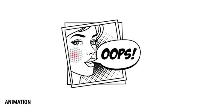 Pop Art Woman Saying Oops! Comic Style Animation