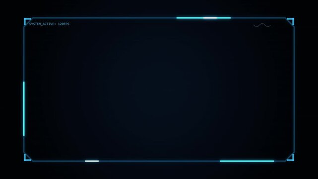 Futuristic HUD video frame interface with system active text