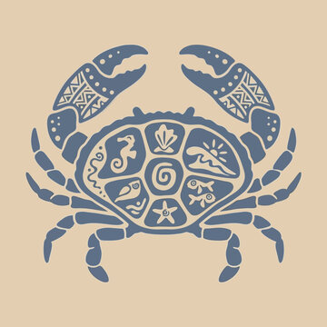 Decorative Crab Astrology Zodiac Symbol.
