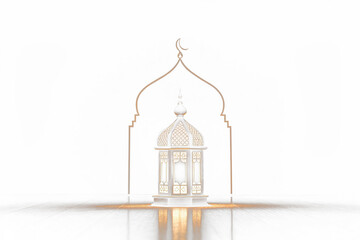 Obraz premium Golden lantern icon for ramadan kareem celebration